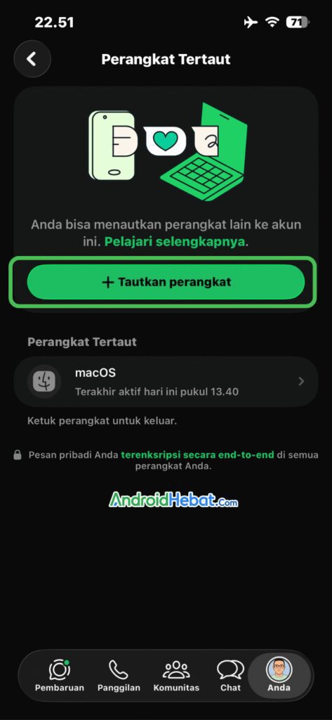 Fungsi tautkan perangkat di WA