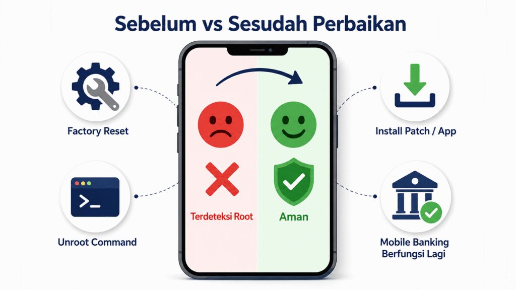 Proses uninstall aplikasi modifikasi pemicu deteksi root palsu di m banking