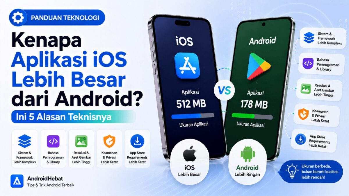 kenapa aplikasi iPhone lebih besar ukurannya daripada android