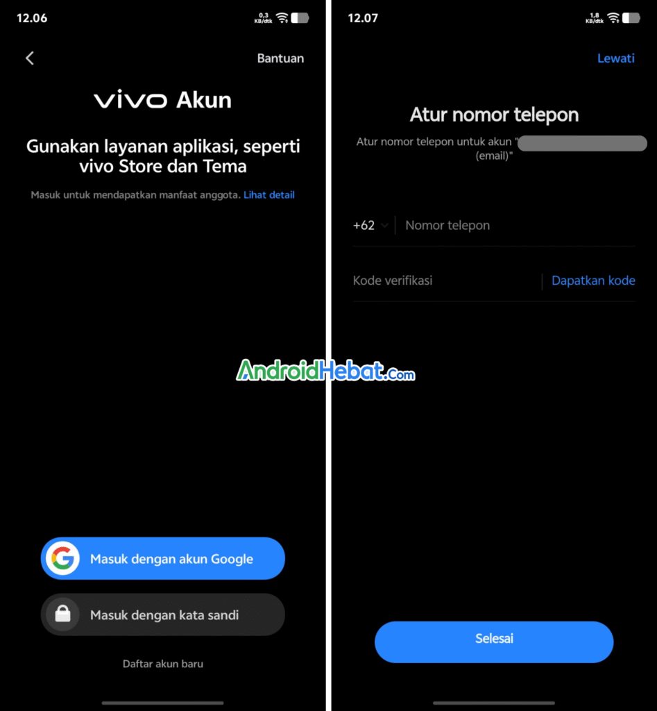 cara membuat akun vivo cloud