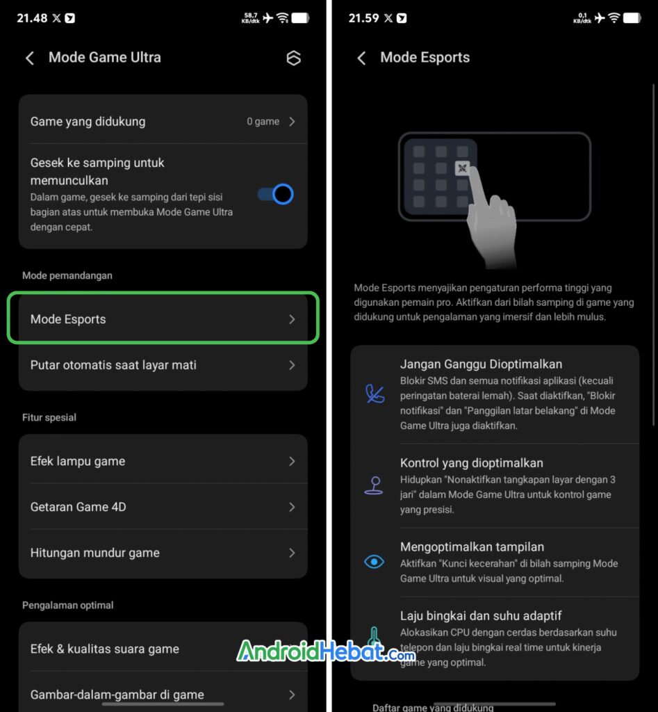 Mode Esport Game di Vivo