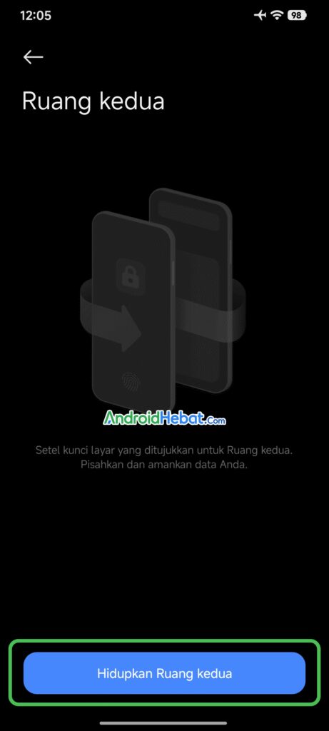 cara buat ruang kedua xiaomi