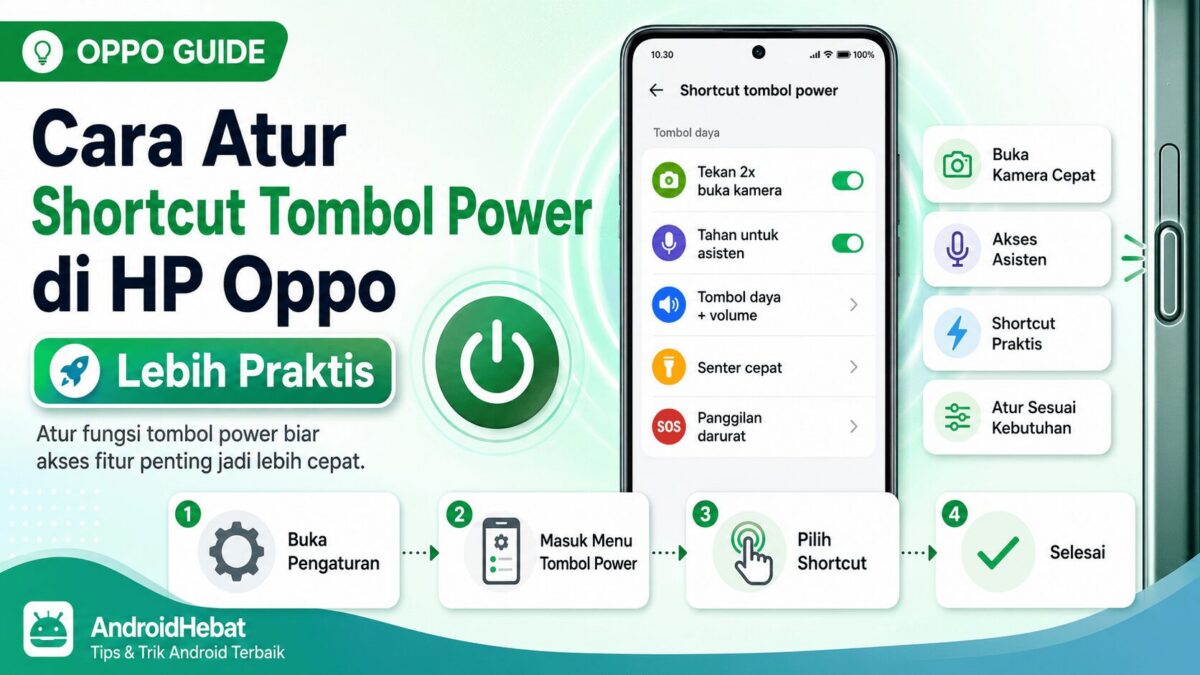 cara buat shortcut power di oppo