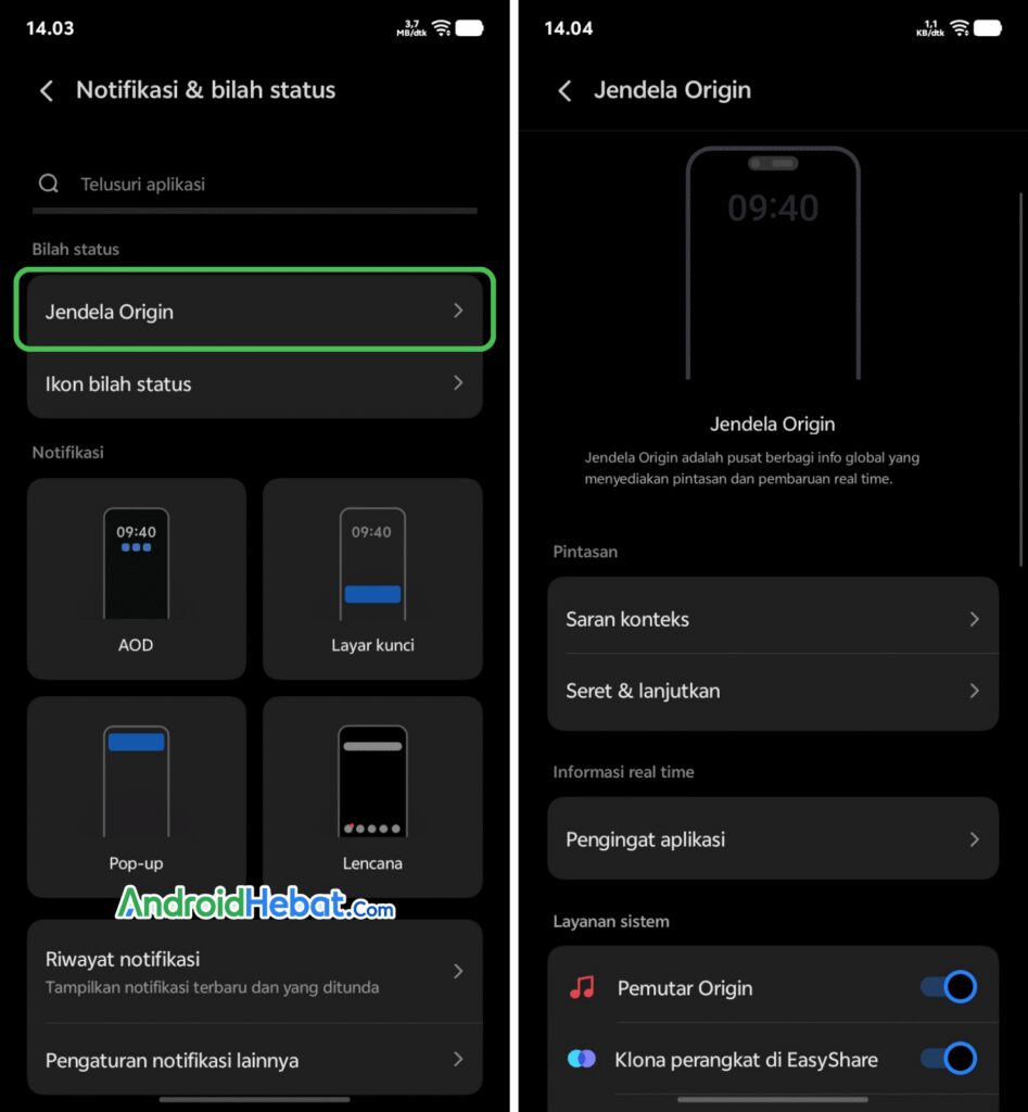 notifikasi jendela origin Vivo