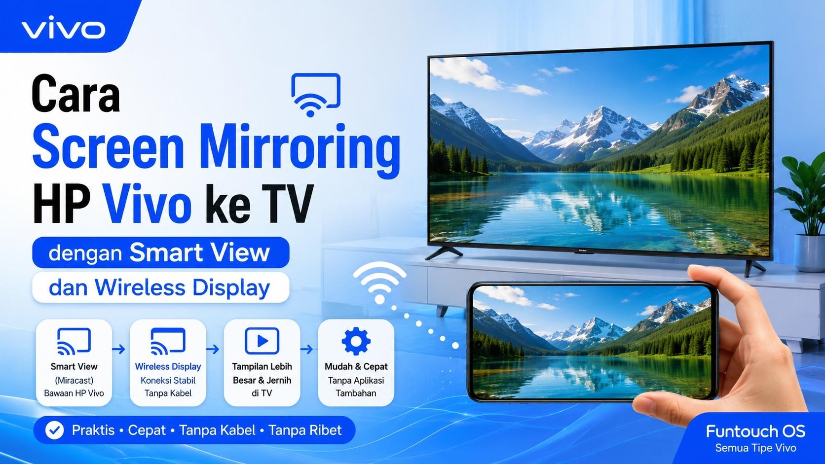 Cara Screen Mirroring HP Vivo ke TV dengan Smart View dan Wireless Display