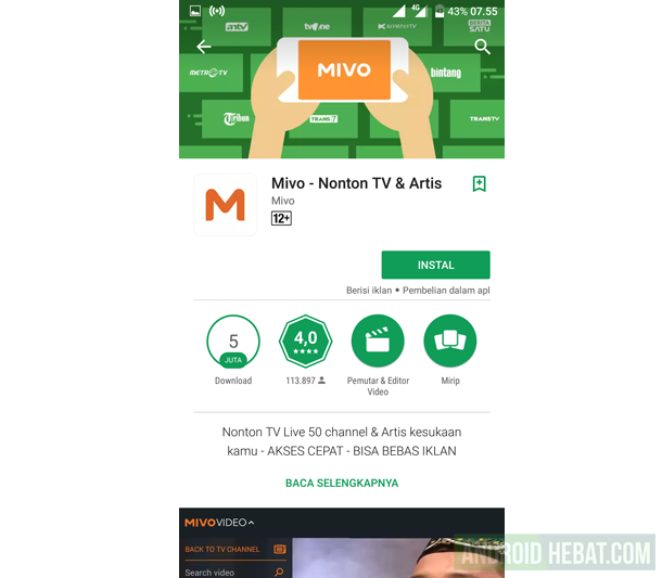 Aplikasi Tv Android Terbaik Hemat Kuota
