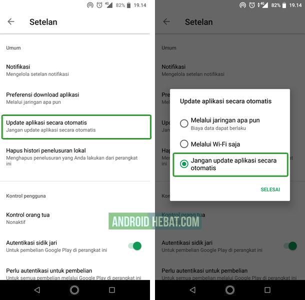 agar aplikasi dan game tidak update sendiri di android