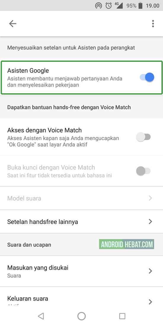 cara non aktifkan asisten google
