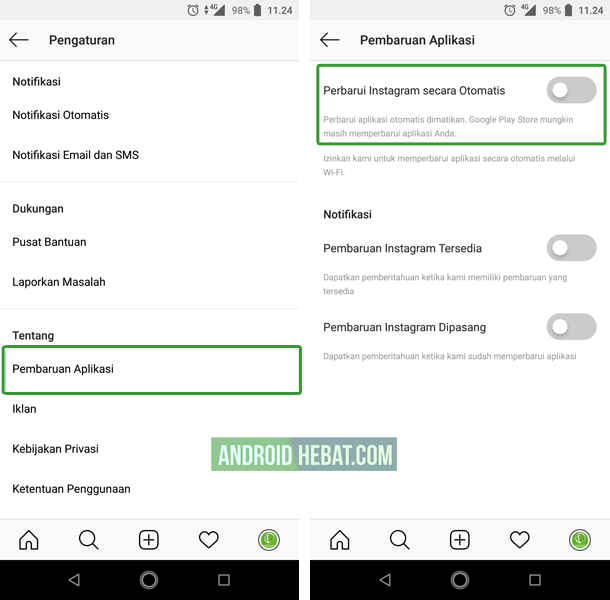 kenapa aplikasi ig update sendiri di android
