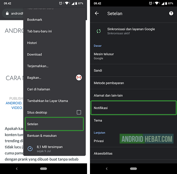 cara menonaktifkan notifikasi berita chrome