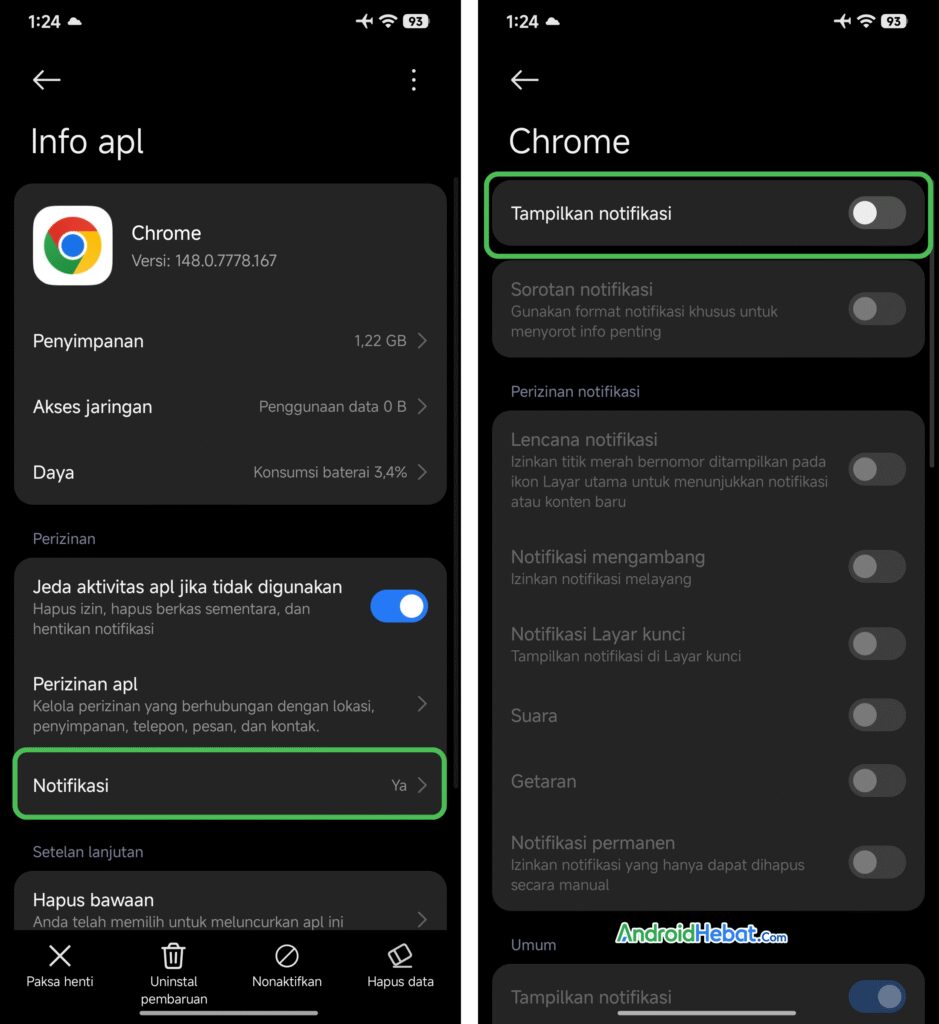 non aktifkan notif berita