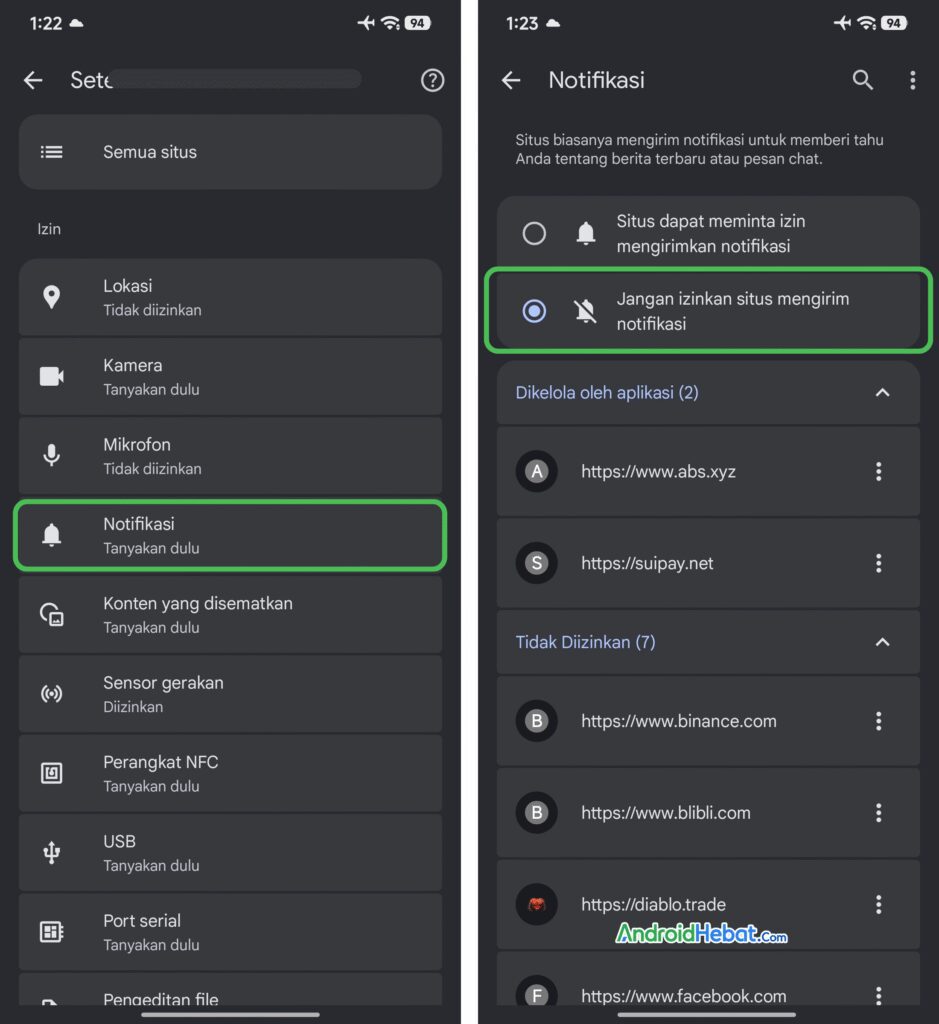 menghilangkan notif berita android
