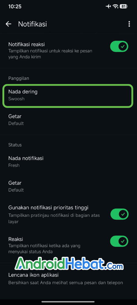 cara ganti nada dering telepon di wa vivo