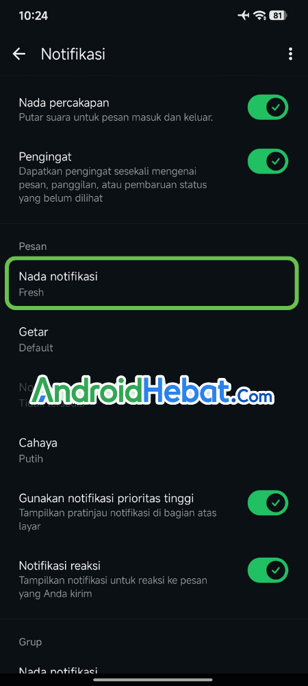 ganti suara notif pesan wa di vivo
